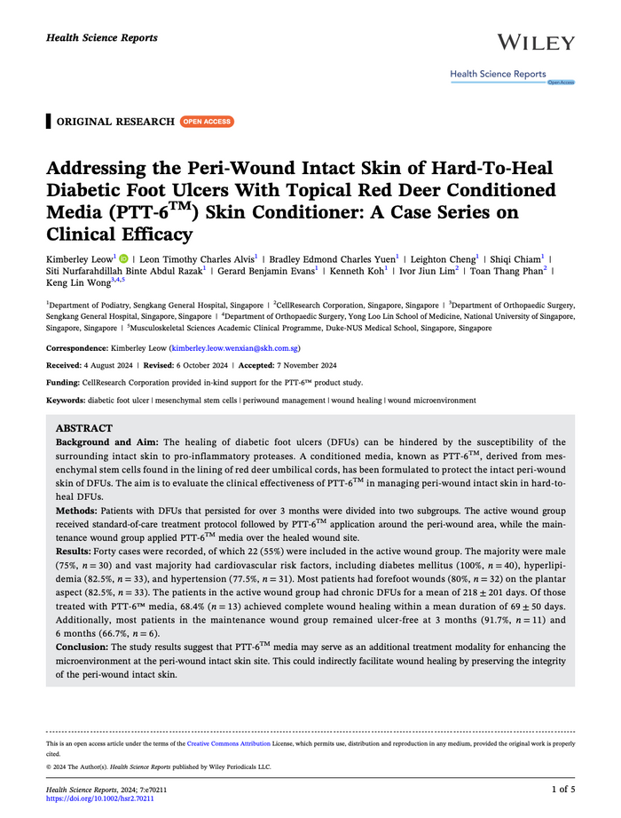 Addressing the Peri-Wound Intact Skin of Hard-To-Heal Diabetic Foot Ulcers With Topical Red Deer Conditioned Media (PTT-6™) Skin Conditioner: A Case Series on Clinical Efficacy
